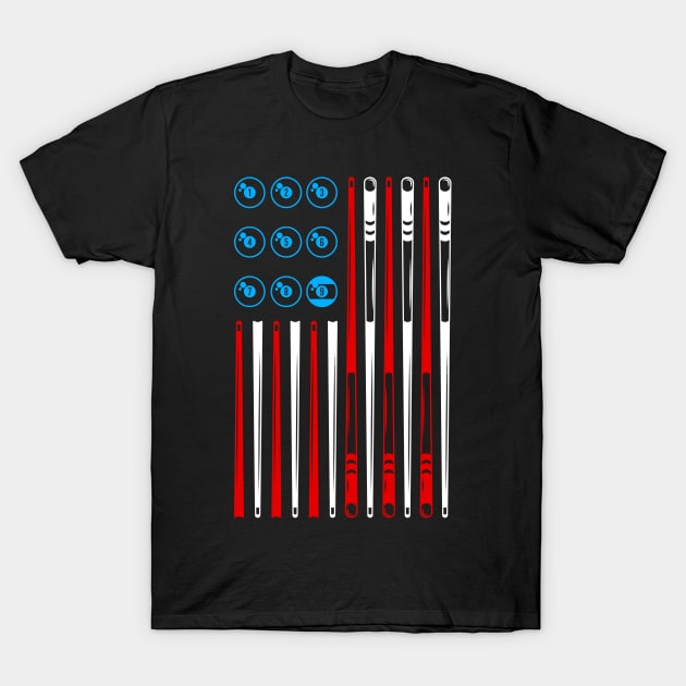 BILLIARDS POOL AMERICAN FLAG T-Shirt by cachuabi